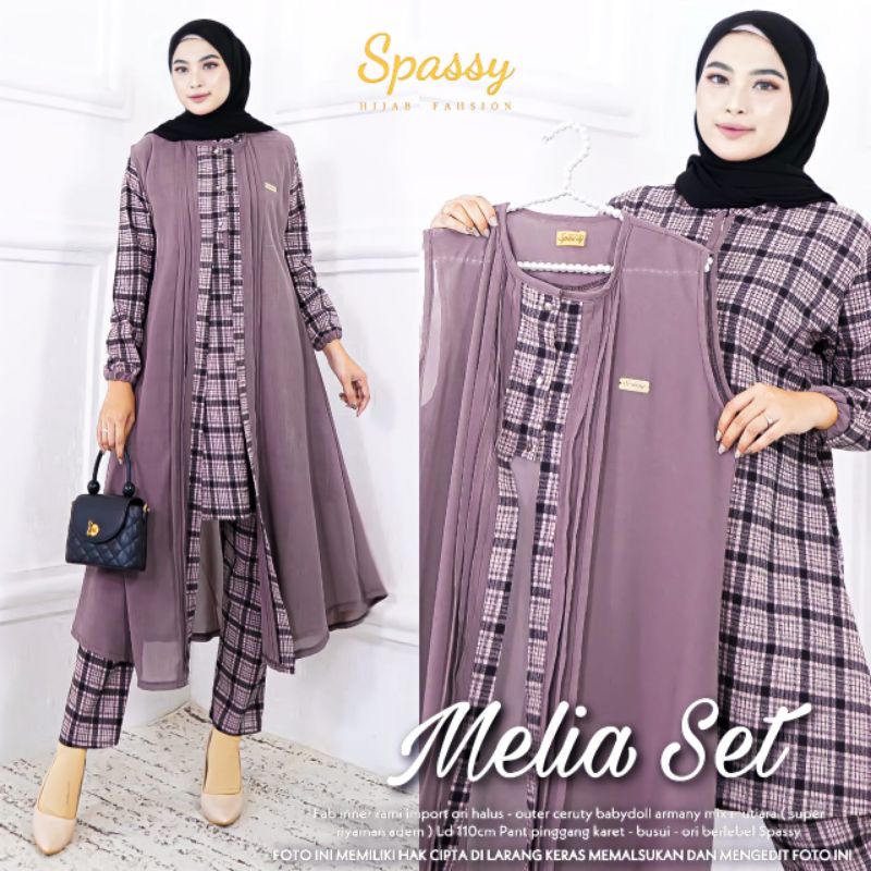 (BISA COD) MELIA SET • SETELAN CELANA WANITA ORI SPASSY