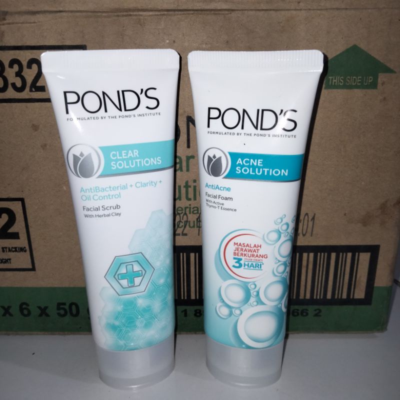 Kemasan Lama Ponds Acne Solution & Clear Solution 50ml Facial Foam.