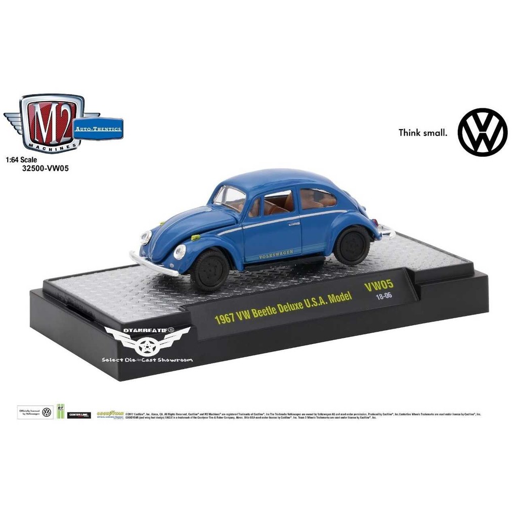 M2 Machines Auto-thentics 1967 VW Beetle Deluxe USA Ocean Blue