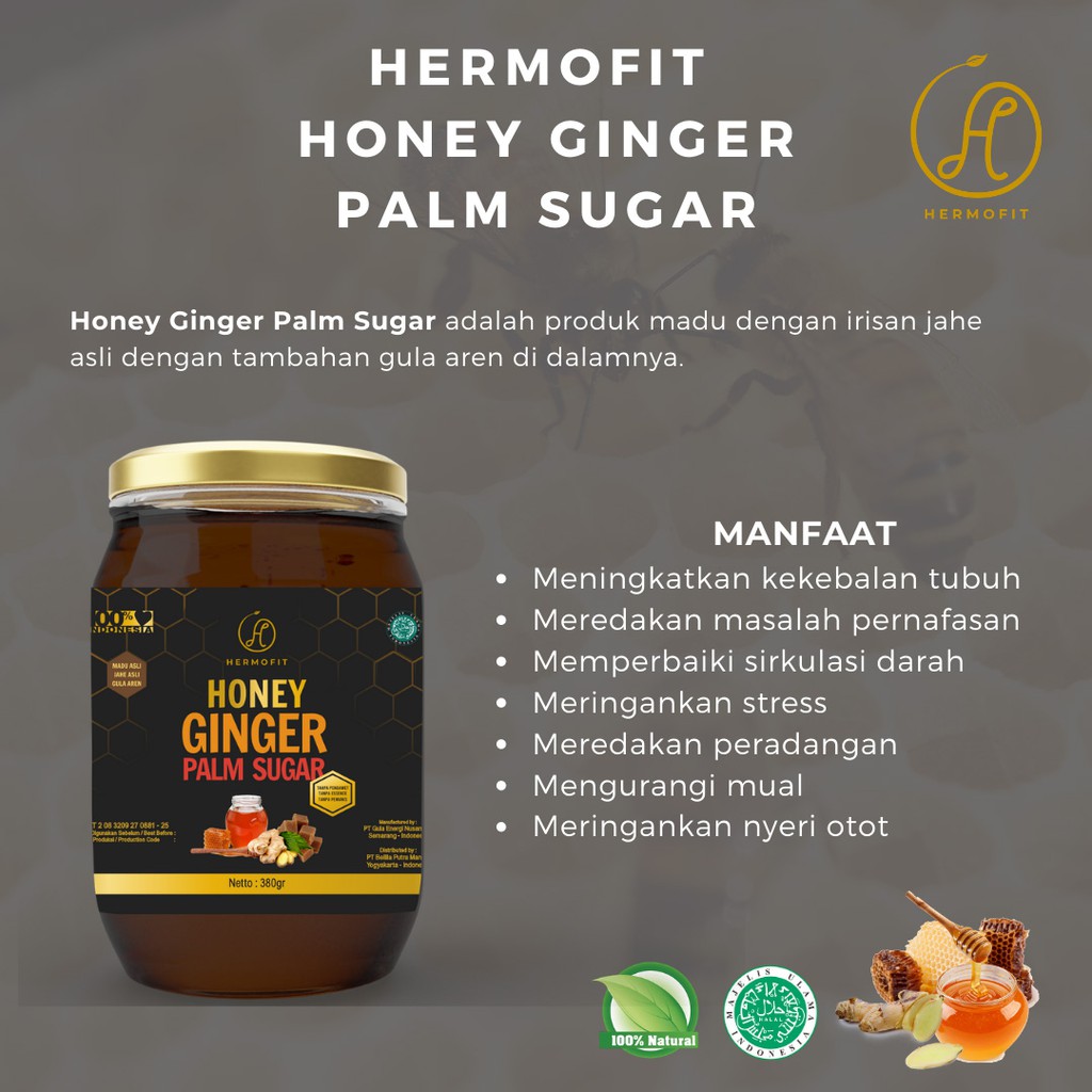 

Hermofit Honey Ginger Palm Sugar 380 Gram PENINGKAT Immun Tubuh