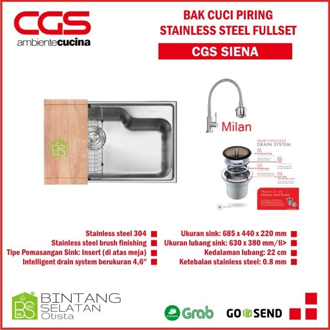 KITCHEN SINK STAINLESS STEEL / BAK CUCI PIRING CGS SIENA FULLSET