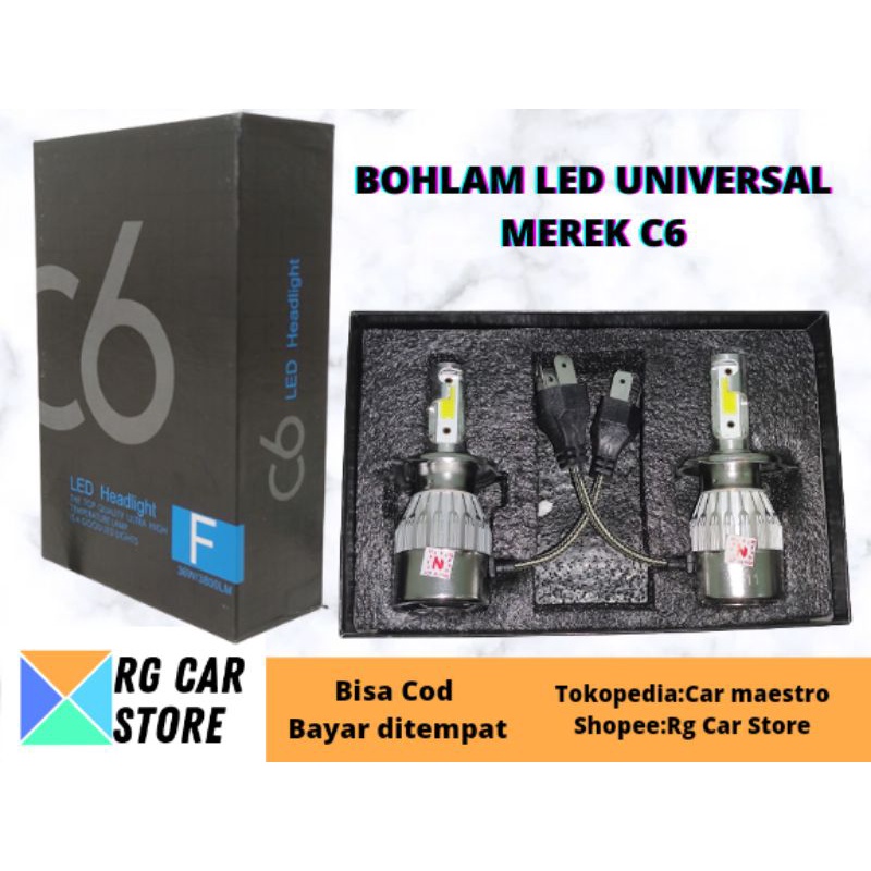 LAMPU LED LIGHT MOBIL UNIVERSAL MEREK C6 DIJAMIN PNP TINGGAL PASANG SAJA