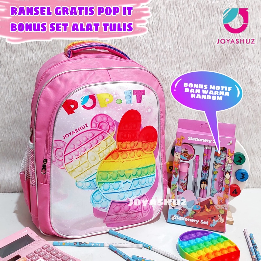 Tas Pop IT Gratis Mainan Pop It - Tas Ransel Anak Perempuam Gratis POP IT - Tas Anak Gratis Hadiah - Ransel POP IT - Tas Anak Gemas - POP IT - Ransel Gratis Mainan - Ransel Anak Perempuan SD - Joyashuz