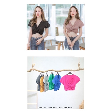 spandek croptop wanita | summer croptop kerut depan | korean croptop wanita | croptop kekinian murah | aquarius boutique89 grosir