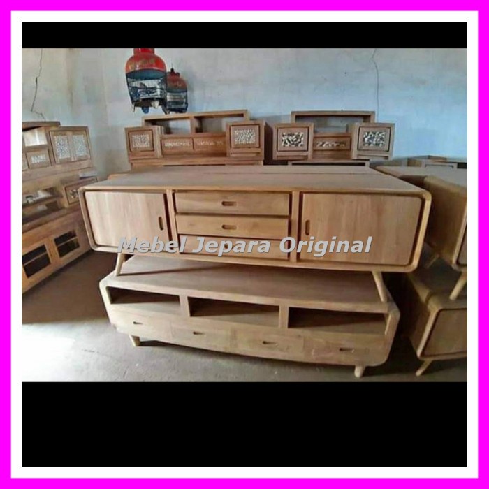 Bufet Meja Tv Jati Retro Minimalis Mebel Jepara Mentahan Original