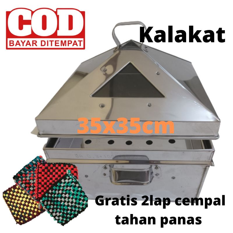 KALAKAT 35X35CM/KUKUSAN KALAKAT /KALAKAT KUKUSAN/KALAKAT STAINLESS STEEL/DIMSUM/KOTAK PERSEGI