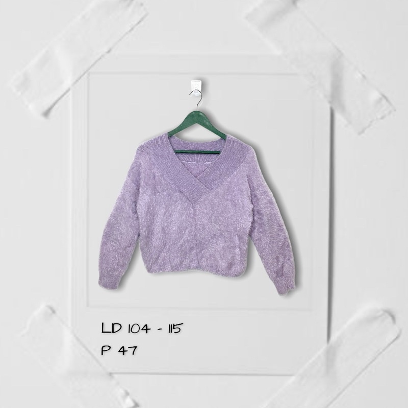 Crop Sweater Lilac Knitwear Fur Knit Sweater Bulu