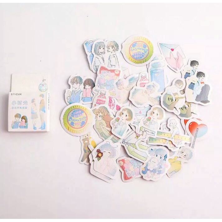 

40pcs aesthetic stiker box highschool couple lucu utk dekorasi scrapbook/album/jurnal/diary