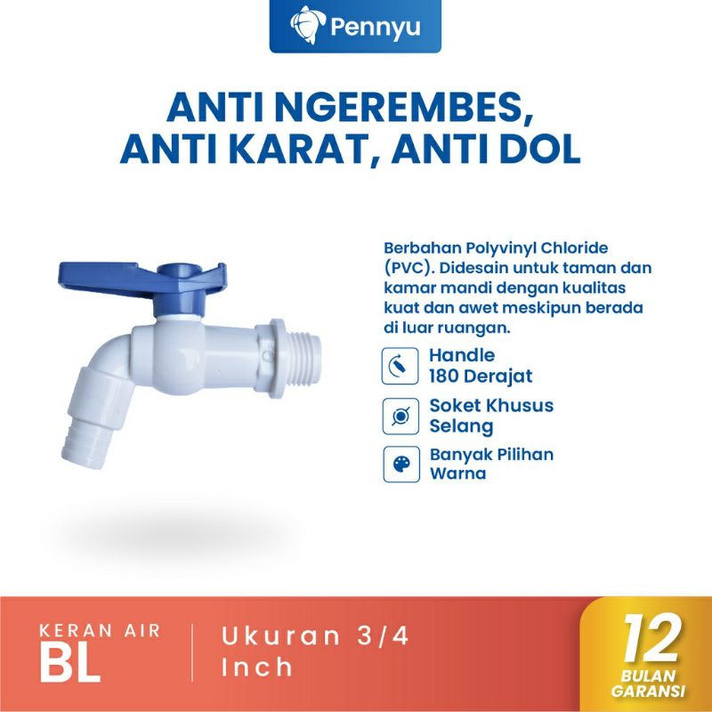 Pennyu Kran Air Pennyu 1/2 Anti Ngerembes Anti Karat Anti Dol Berbahan PVC