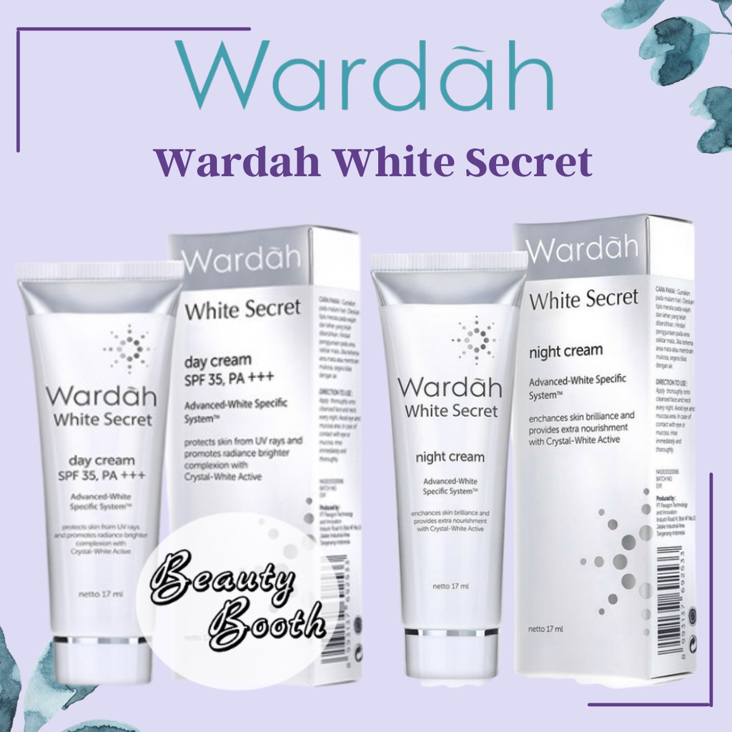 WARDAH White Secret Day Cream TUBE PUTIH 17ml / Night Cream TUBE PUTIH 17ml