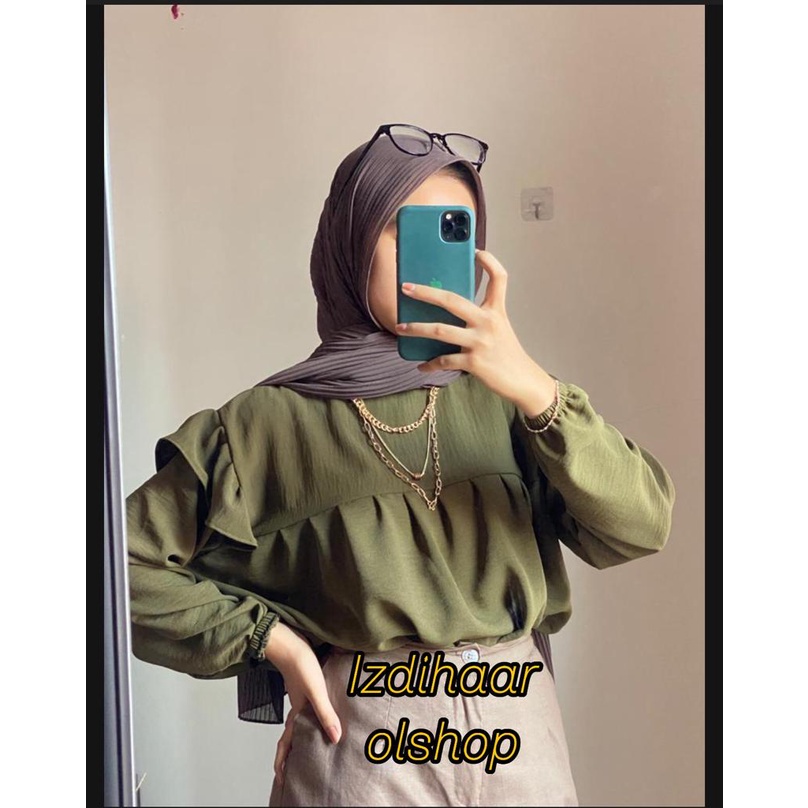 DAISY BLOUSE  BLOUSE KOREAN STYLE  BLOUSE WANITA  BLOUSE  ATASAN WANITA  ATASAN WANITA TERBARU  ATASAN WANITA BLOUSE  BLOUSE TANGAN BALON BLOUSE KEKINIAN L fit to Xl /Izdihaar_olshop