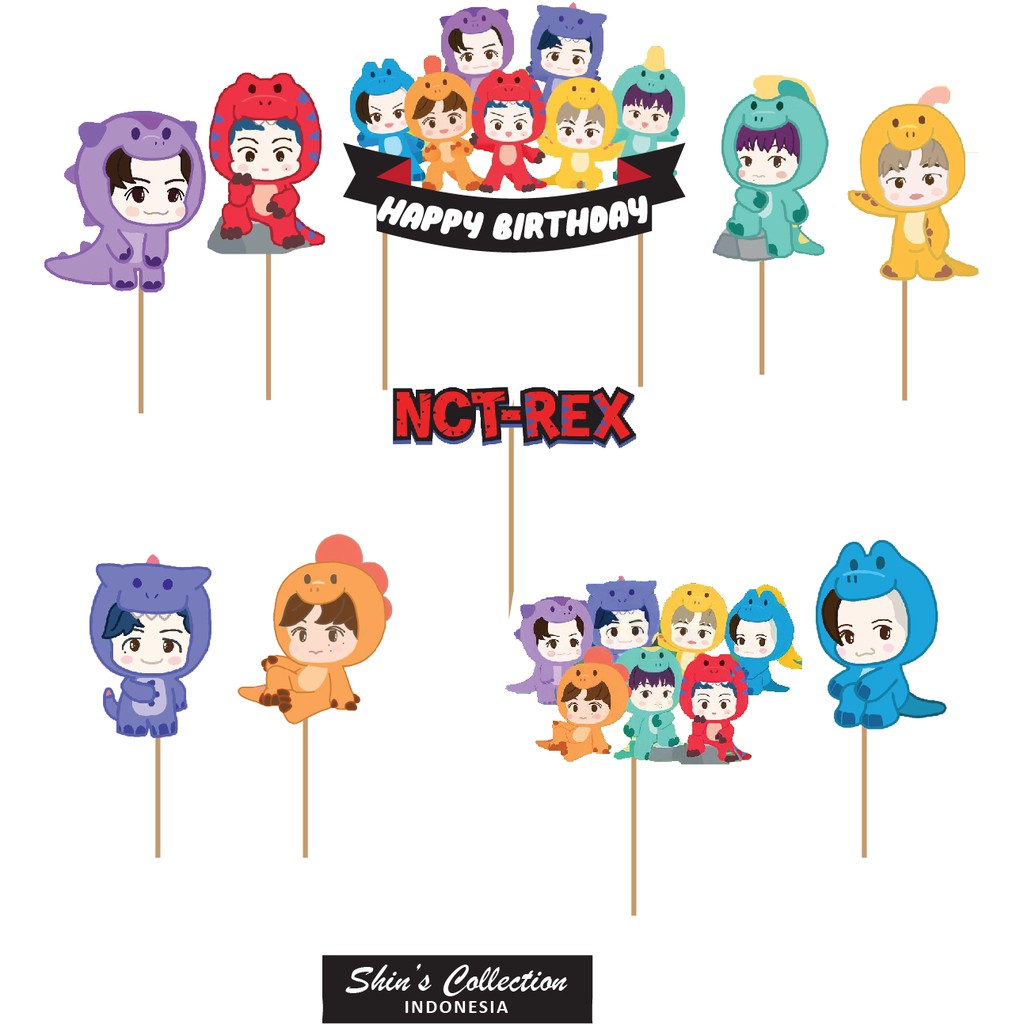 Cake Topper NCT-Rex NCT dream dino 1 set isi 10 pc