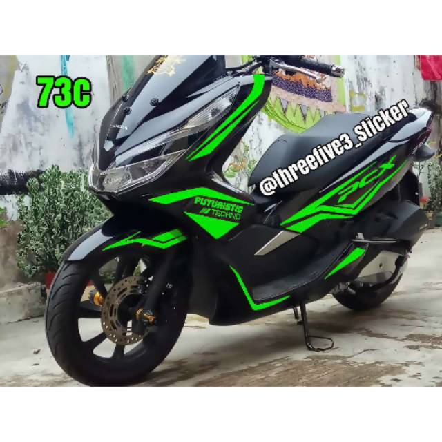 Sticker Cutting Pcx K73b Hijau Stabilo Motor Hitam Shopee Indonesia