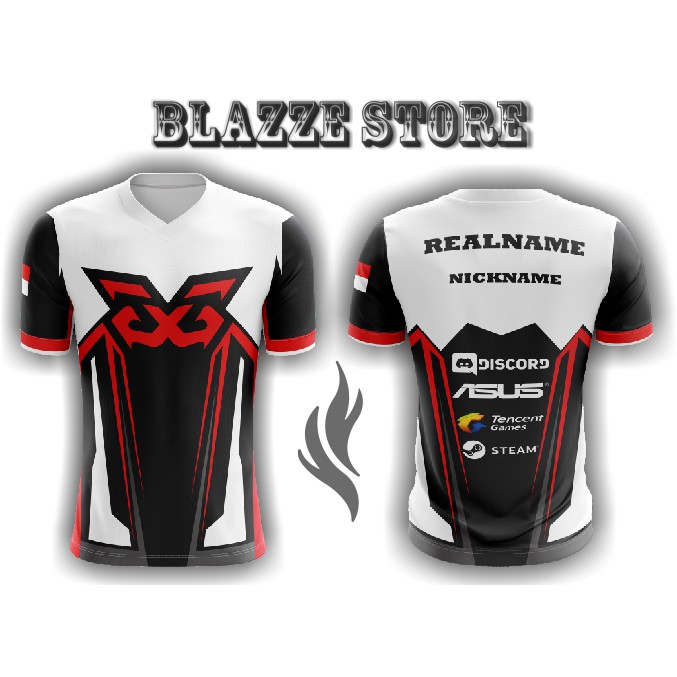 Jersey Gaming Baju Kaos FREEFIRE PUBG ML EVOS RRQ E-SPORT FREE NICKNAME DAN LOGO