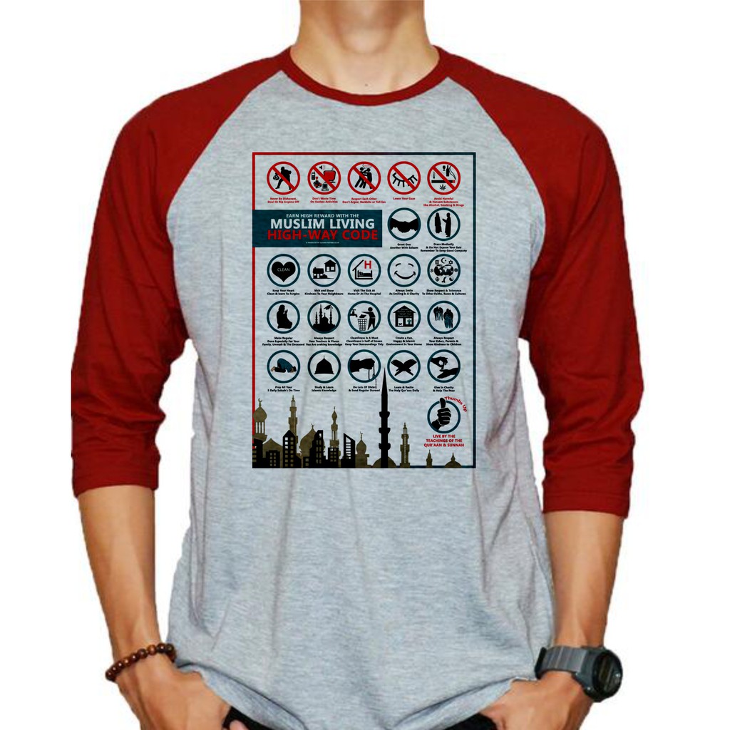 Kaos Raglan Islami Lengan Panjang MUSLIM LIVING CODE