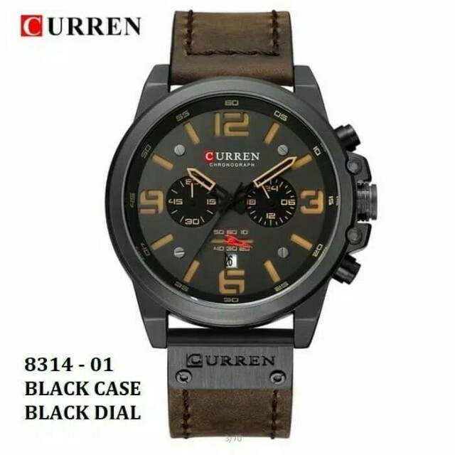 Jam Tangan Pria /fashion pria / Curren / 8314 Date Chronograph tdk aktif/ Curren Ori - Hitam