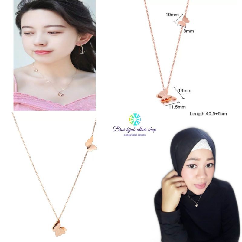 TITANIUM ASLI!!! KALUNG TITANIUM WANITA KUPU KUPU ATHAR SHOP BISA COD