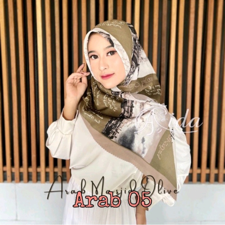 Hijab Segiempat Motif Koran arab / arabic premium / Kerudung voal best seller-ARAB 05