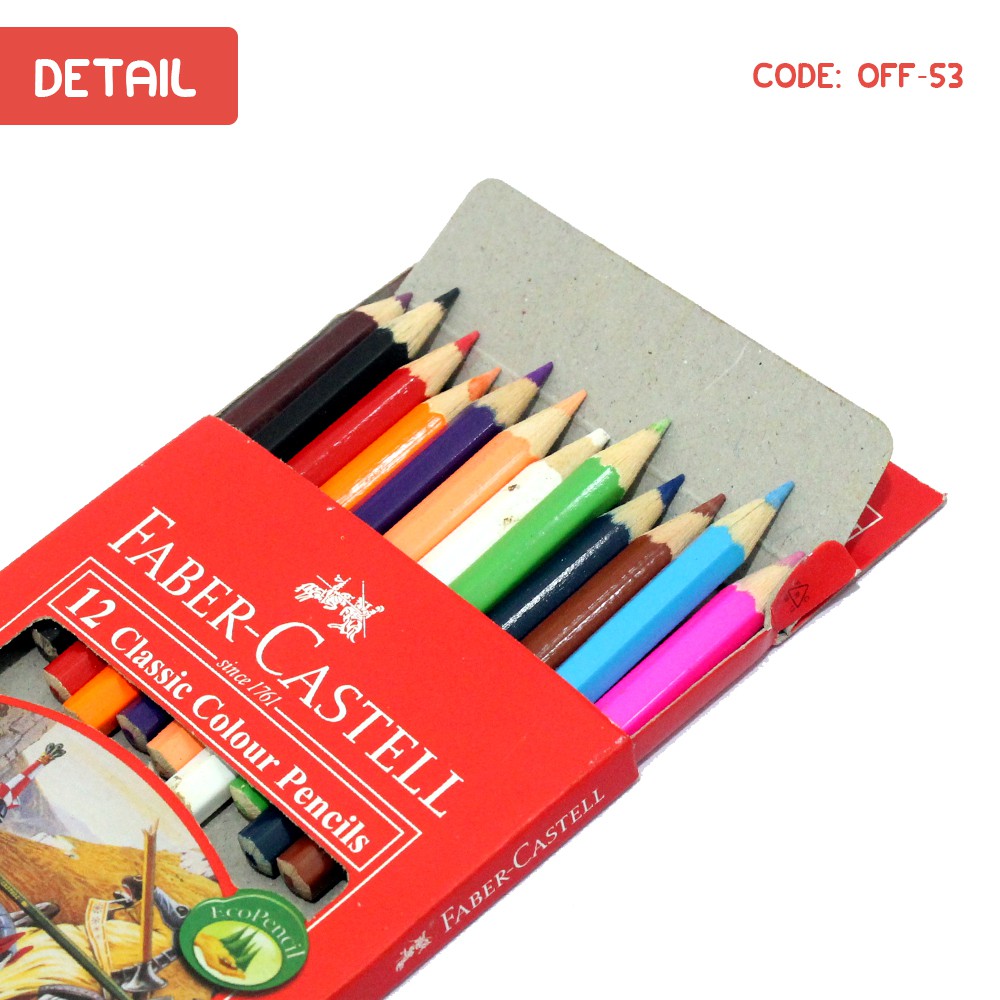 PENSIL WARNA KAYU 12 WARNA PENDEK FABER CASTELL PENDEK