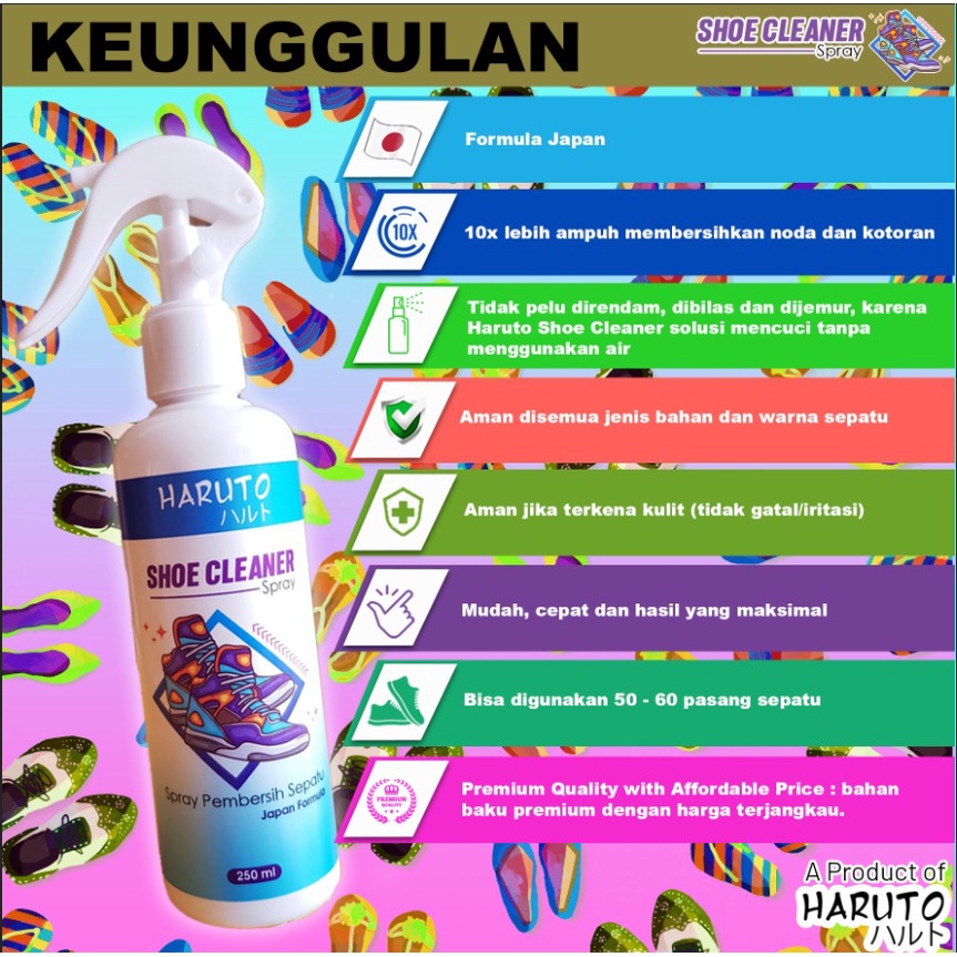 Pembersih sepatu Haruto shoe cleaner spray 250ml Promo BUY1 GET1