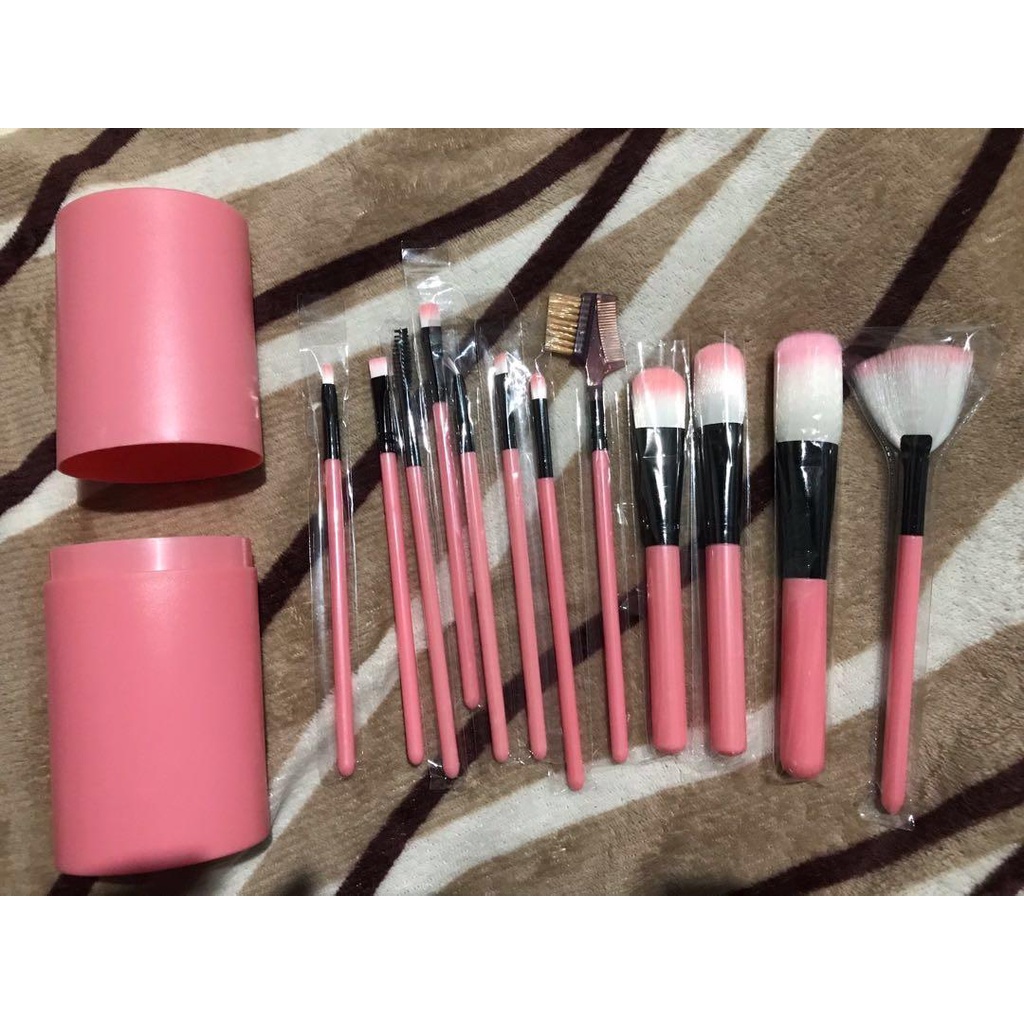 Kuas Alat Makeup 12 Pcs Make Up Pro Brush 12In1 12 Set Tube Tabung Penyimpanan