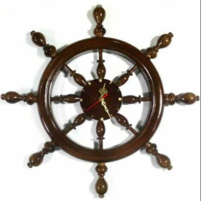 JAM DINDING MODEL NAHKODA KAPAL UKURAN BESAR BAHAN KAYU JATI