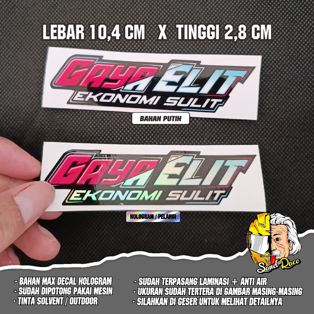 sticker gaya elit ekonomi sulit / stiker gaya / stiker viral lucu / stiker kata2 / stiker glosy / st