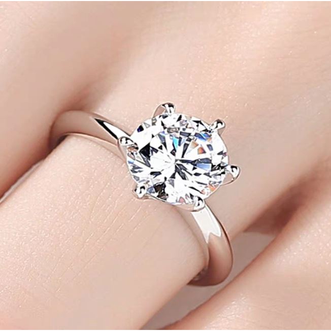 Cincin Casual Berlian Sterling Cincin Titanium Couple Warna Silver dan Rosegold untuk wanita-Berlian