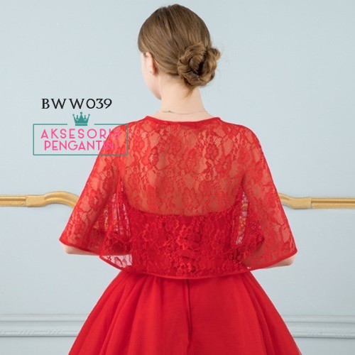 [READY STOCK] OUTER WANITA LACE BOLERO PENGANTIN RENDA MERAH BWW039