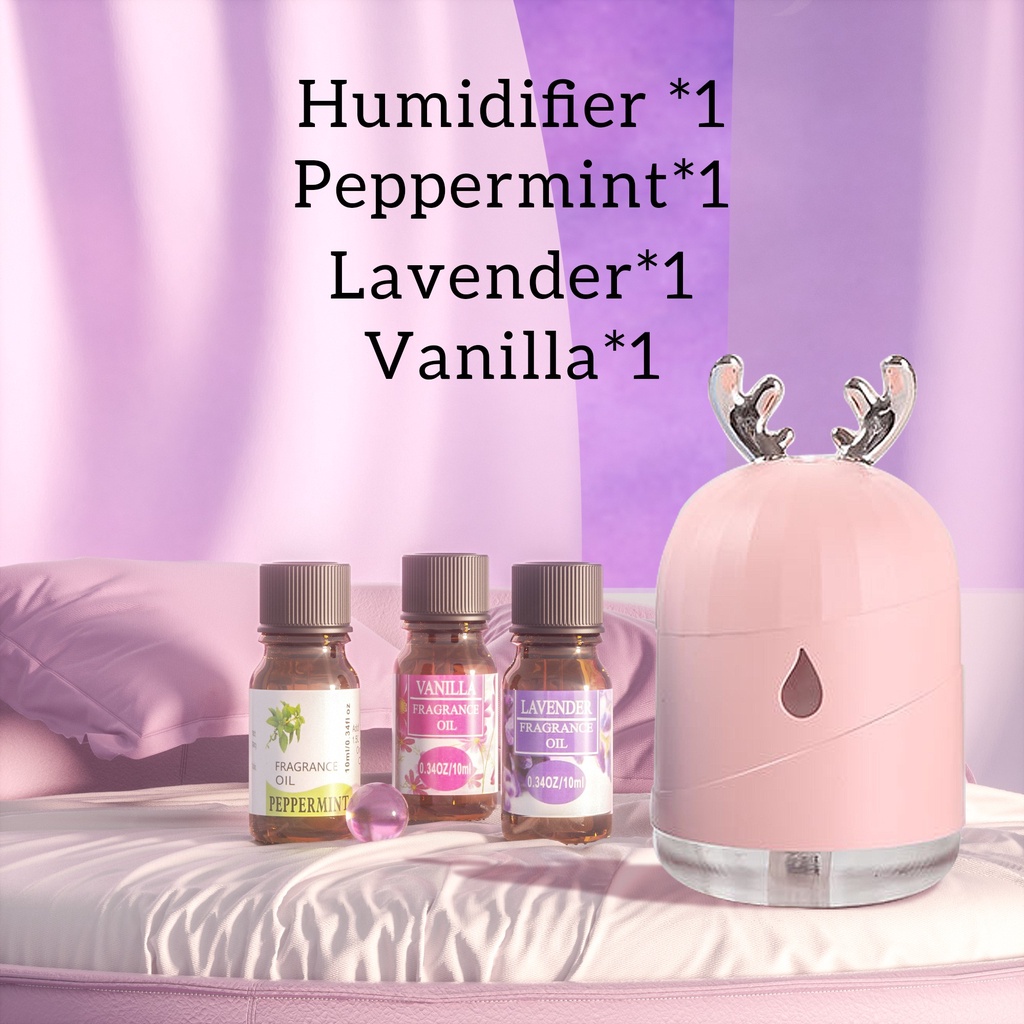 [endear]100% ORI cute Bear Humidifier 220ML Essential Oil Diffuser Aroma Terapi Pengharum Ruangan-Pink *1+OIL*3