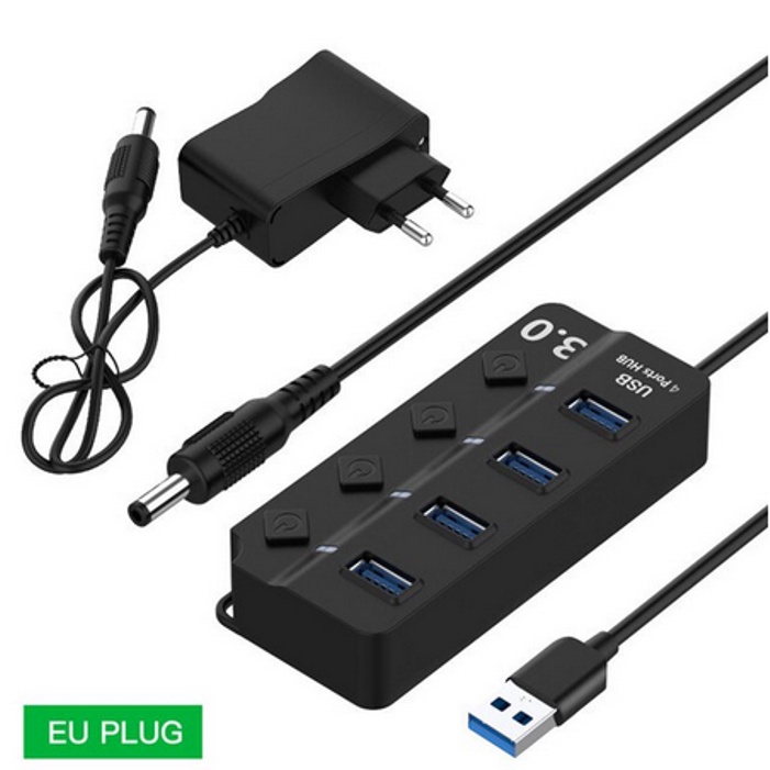 USB HUB Adapter Splitter 3Port High Speed Dengan Card Reader SD / TF.