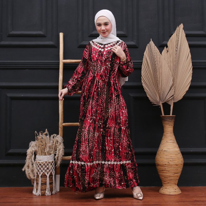 TERMURAH!!! LD 120 LONGDRES ARAB RENDA AISS || RAYON SUPER GRADE A || BATIK