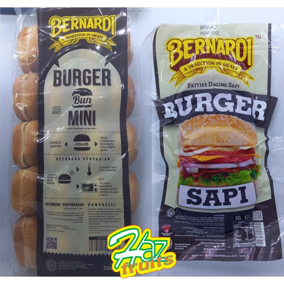 

Paket Burger mini Bernardi 20 pcs (Daging Burger dan Roti Burger @ 20)