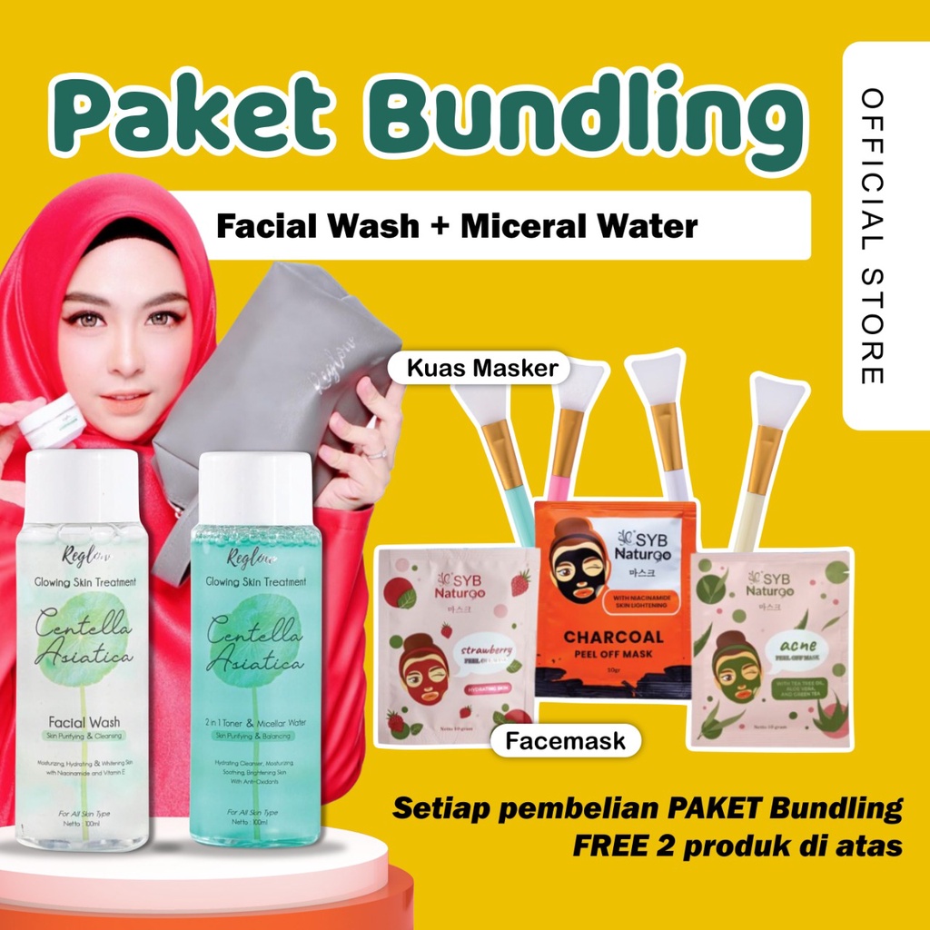 REGLOW SKINCARE ORIGINAL PAKET BUNDLING 2 IN 1 MICELLAR WATER TONER & FACIAL WASH PELEMBAB WAJAH MEN