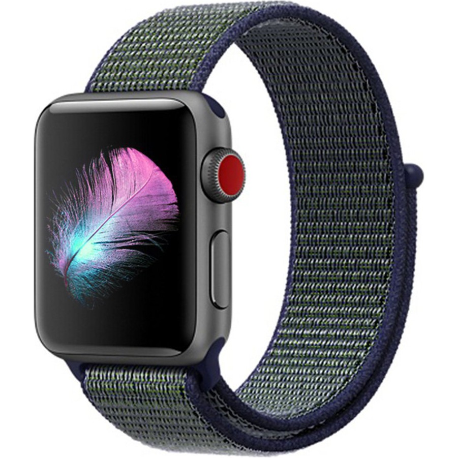 Strap Premium 38/40mm 42/44mm Bahan Nilon Untuk watch series 5/4/3/2/1-7#Midnight Fog