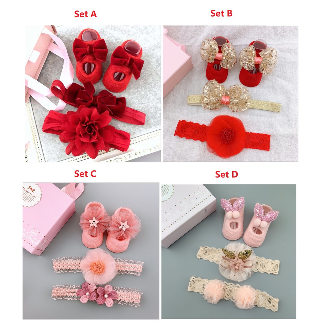 Set kaos kaki dan bandana bayi  dengan box cantik cocok untuk kado hampers