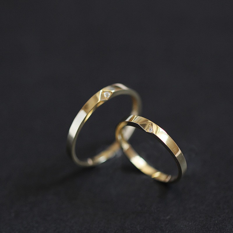 [1pc] Cincin Couple / Lamaran / Tunangan Simple Mewah Gold C0004