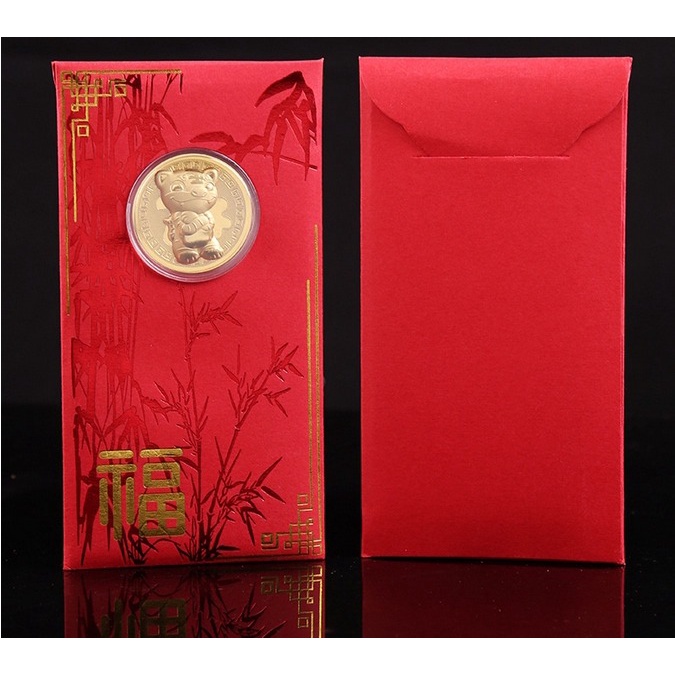 NunuLisaTan- 2022 Amplop Angpao Tahun Baru Cina / Imlek Gambar Harimau Bahan Foil Emas