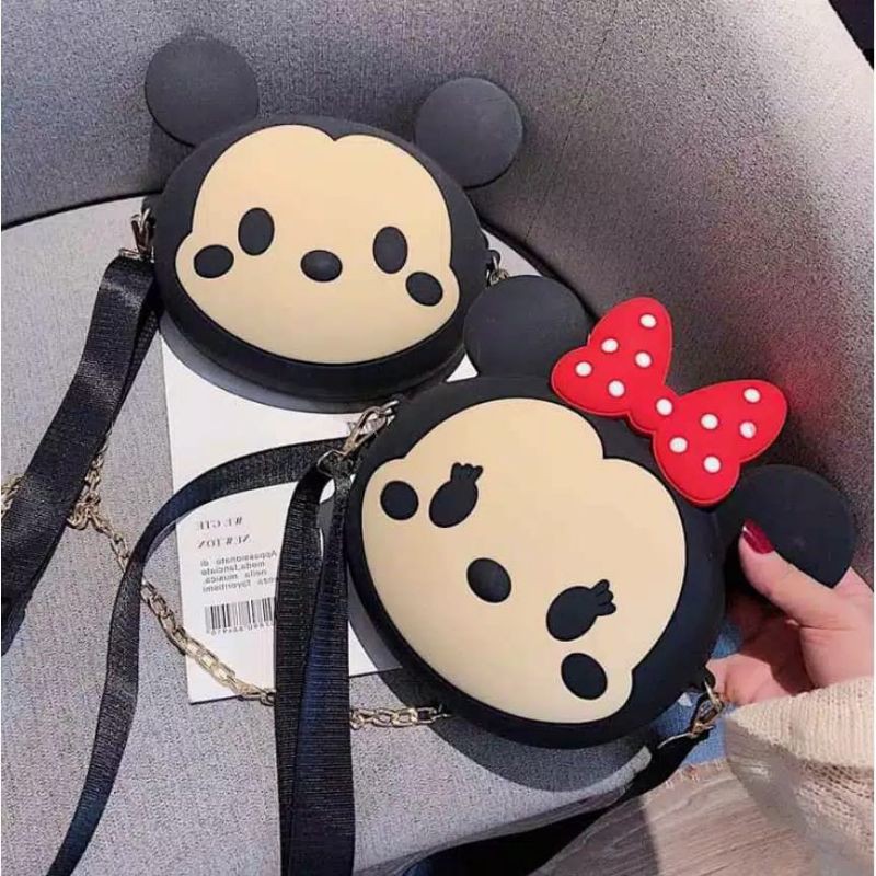 Laristerus79 TAS JELLY JUMBO KARAKTER selempang silicone miki mini line Ori import / Micky jumbo