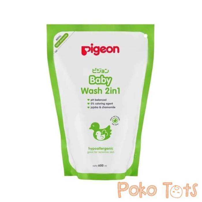 Pigeon Baby Wash 2in1 600ml Sabun Anak Hair &amp; Body Wash Pouch Refill WHS