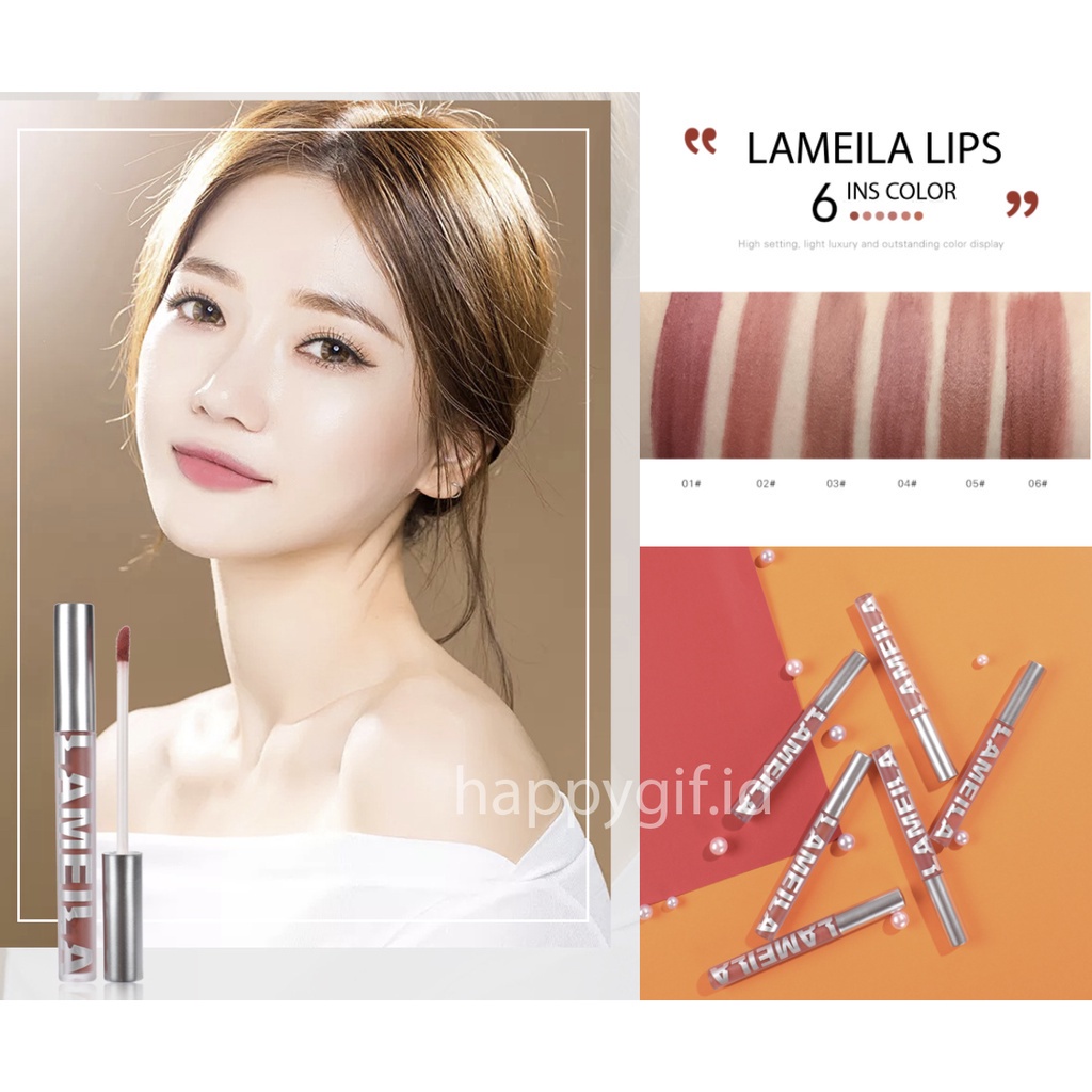 LAMEILA Matte Lipstick 2028 Liquid Korean Lipstik Lip Glaze Korean Lip Cream Lip Gloss Waterproof LA055