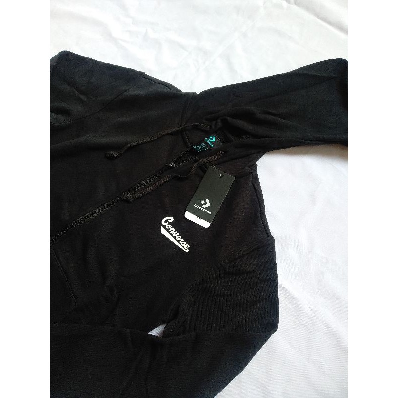 Jaket Zip Hoodie Converse Nova Hitam New Original