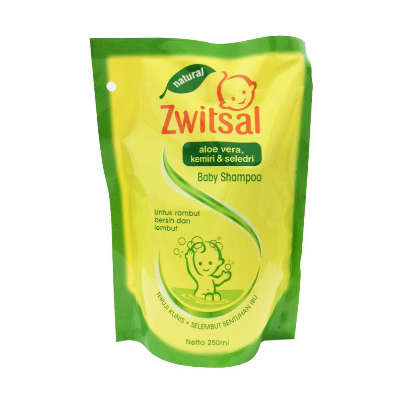 Zwitsal Baby Shampoo Natural Aloe Vera Kemiri Seledri Pouch 250 Ml