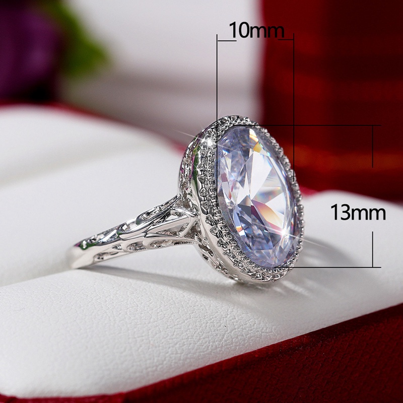 Fancyqube Cincin Batu Kristal Bentuk Oval Untuk Wanita