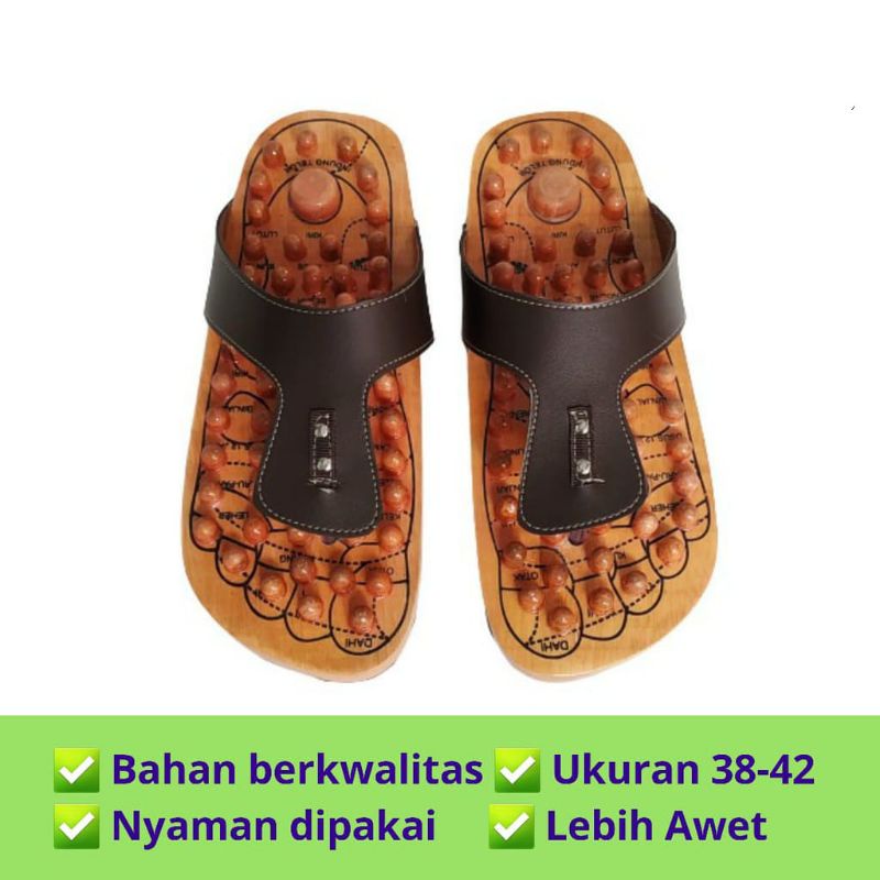 Sandal Kayu rematik Kesehatan Refleksi Kayu SELOP Akupuntur / Sendal Refleksi