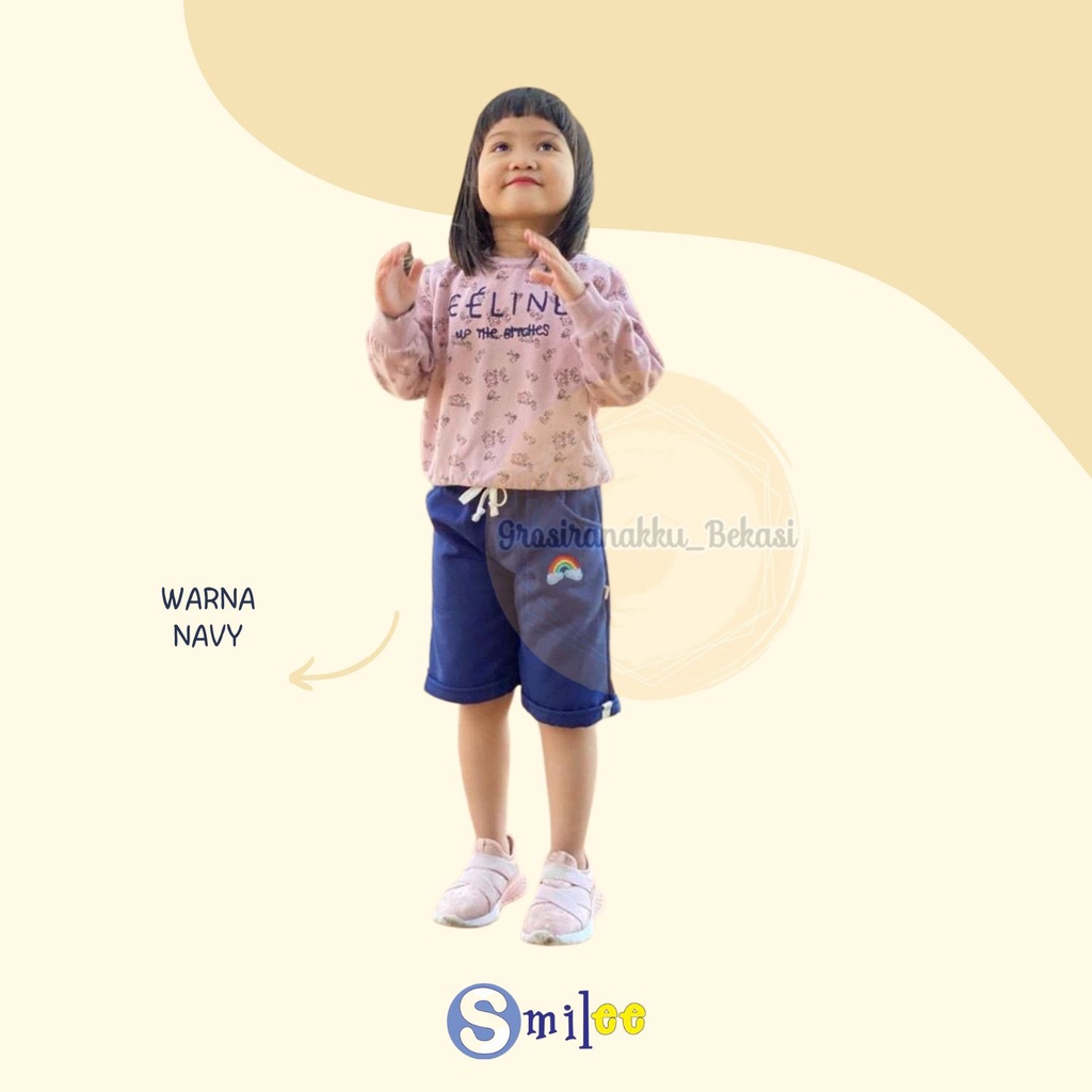 Celana Pendek Anak Pelangi Warna Navy Size 3-5Tahun