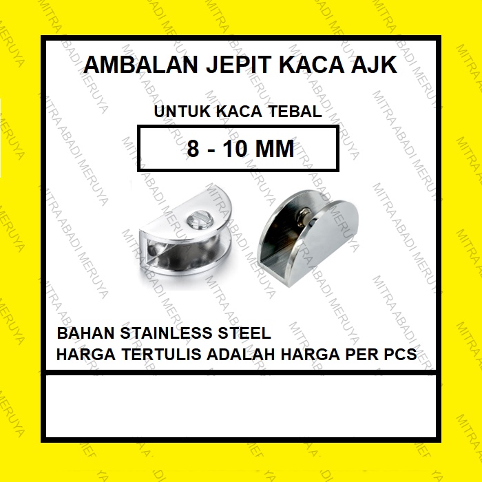 Ambalan Jepit Kaca AJK HM 10mm Ambalan Kaca Penyangga Kaca