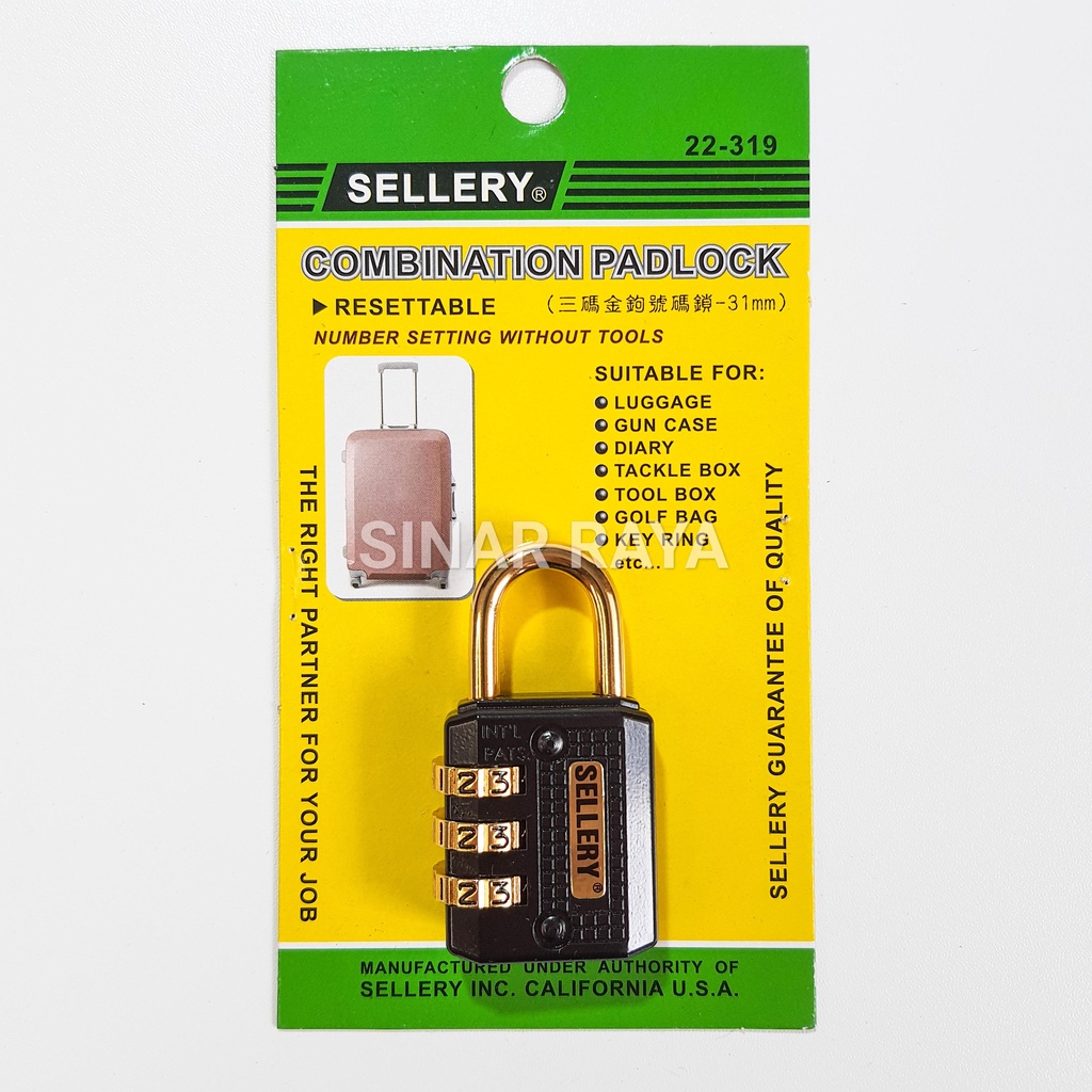 Gembok Koper Sellery / Gembok Kode Kecil / Gembok Digital Nomor Pin