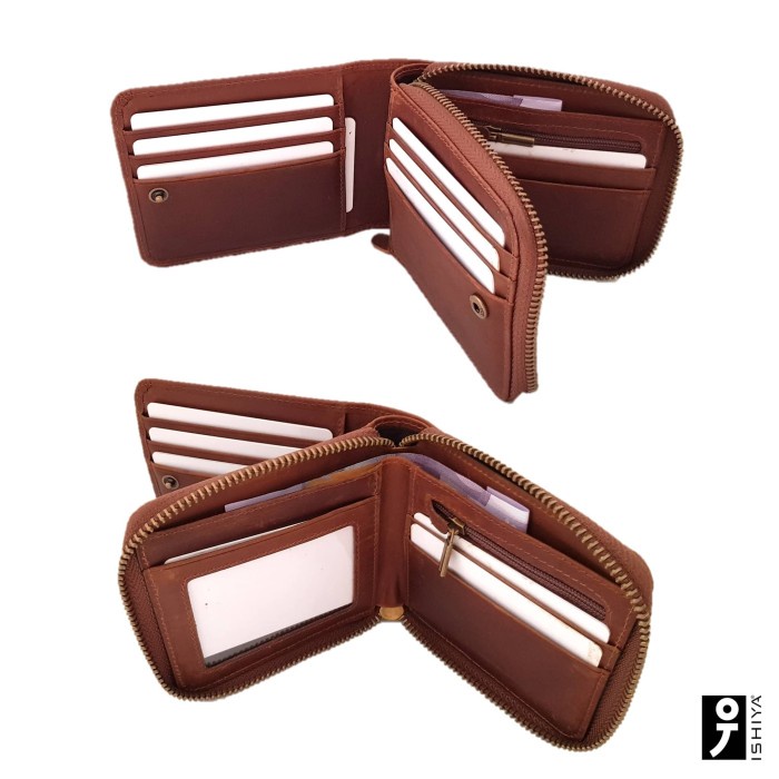 d0r40r Dompet Kulit Pria Pendek Zipper Leather Dg Card Holder -Ishiya Igor Rg05T0