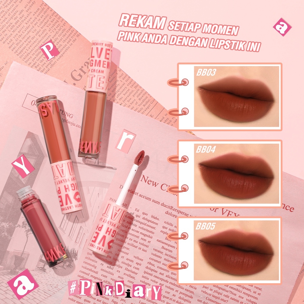 PINKFLASH Silky Lip Cream Smooth High Pigment Waterproof Lasting Velvet Matte Lipstick #PinkDiary